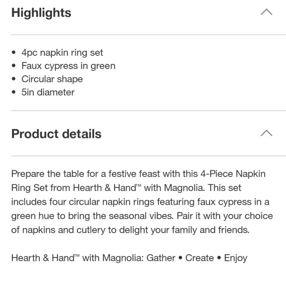 Hearth & Hand Green Holiday Wreath Napkin Rings Set Of 4 Christmas Target 2025